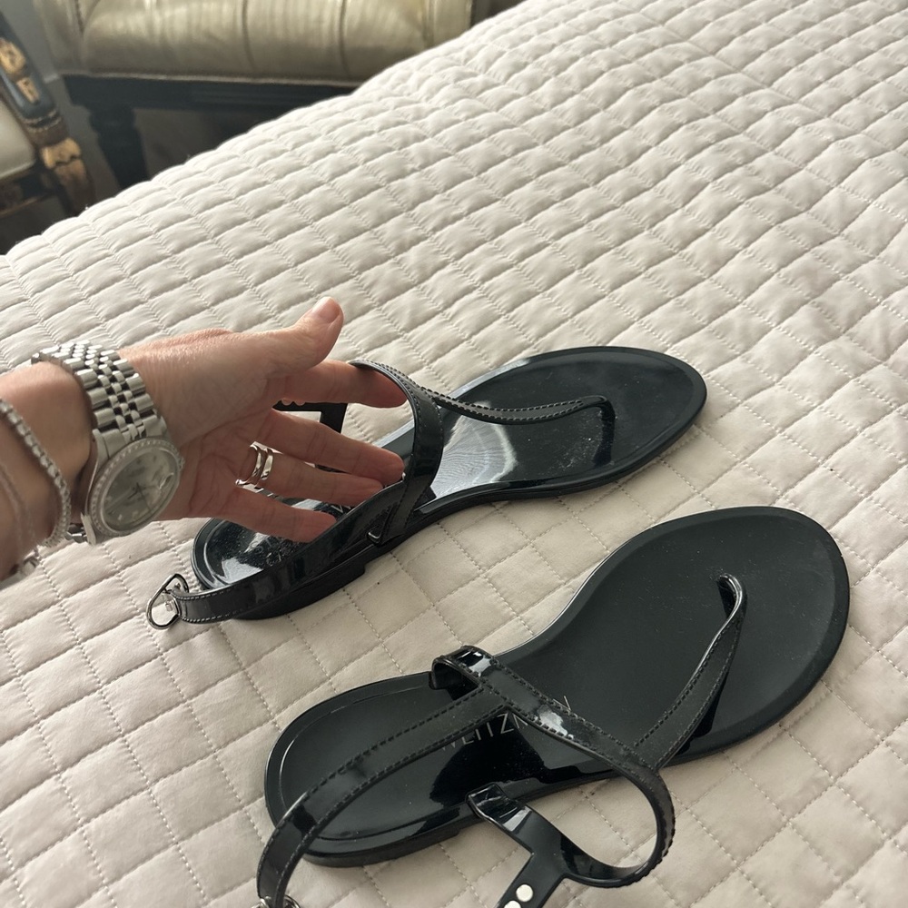 Stuart Weitzman Glossy Black Sandals